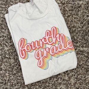 Teacher Shirt - White with Rainbow Accents